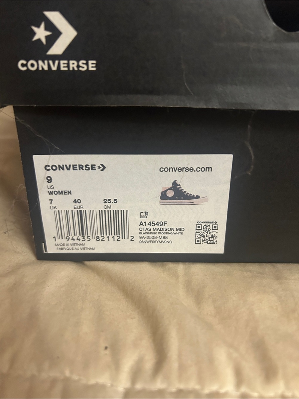 Converse Women’s Black & Pink High-Top Sneakers - Picture 2 of 3